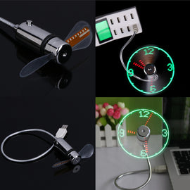 Mini USB Fan with LED Clock