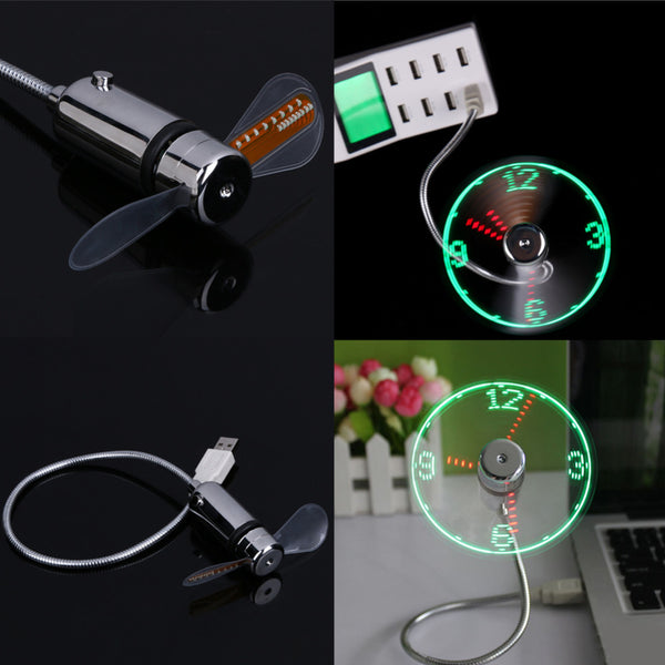 Mini USB Fan with LED Clock