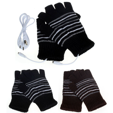 USB-Powered Half-Finger Heating Gloves