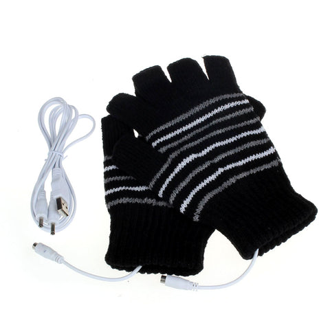 USB-Powered Half-Finger Heating Gloves