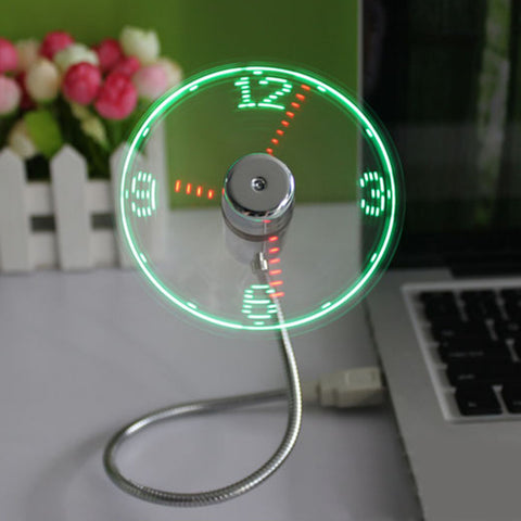 Mini USB Fan with LED Clock